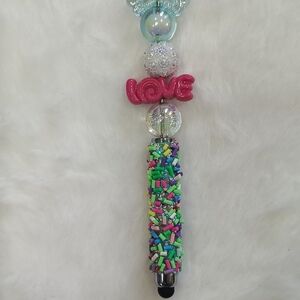 Colorful Beaded Stylus with Love Charm